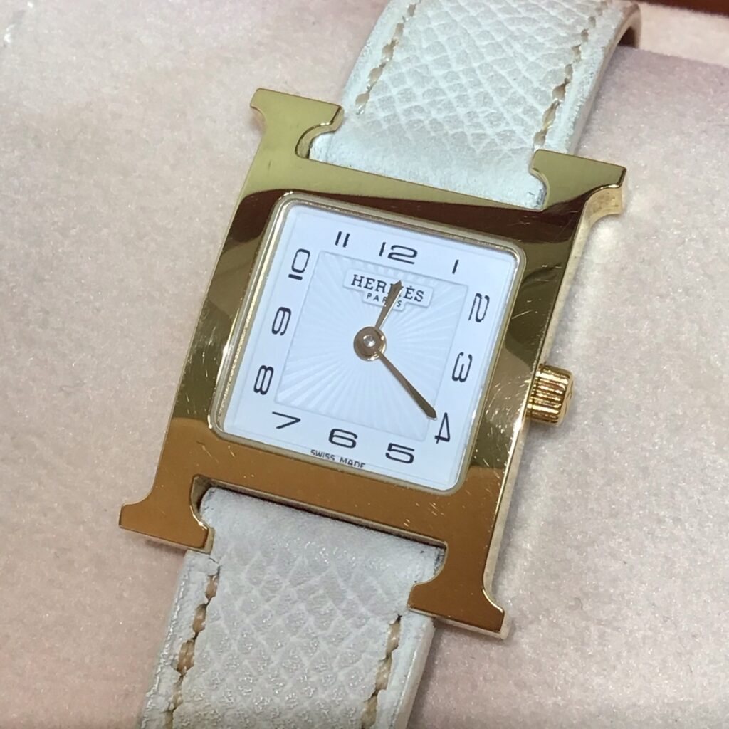 エルメス  Hウォッチ HH1.201 GP/QZ 箱、保証書付き