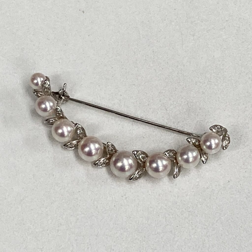 K14WG パール4.5-7.1mm メレダイヤ0.25 ブローチ