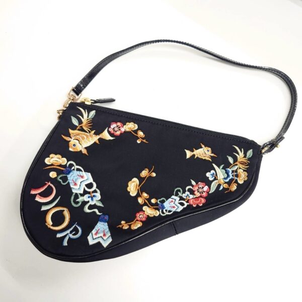 クリスチャン･ディオール ナイロ 刺繍 サドルポーチ 袋付き