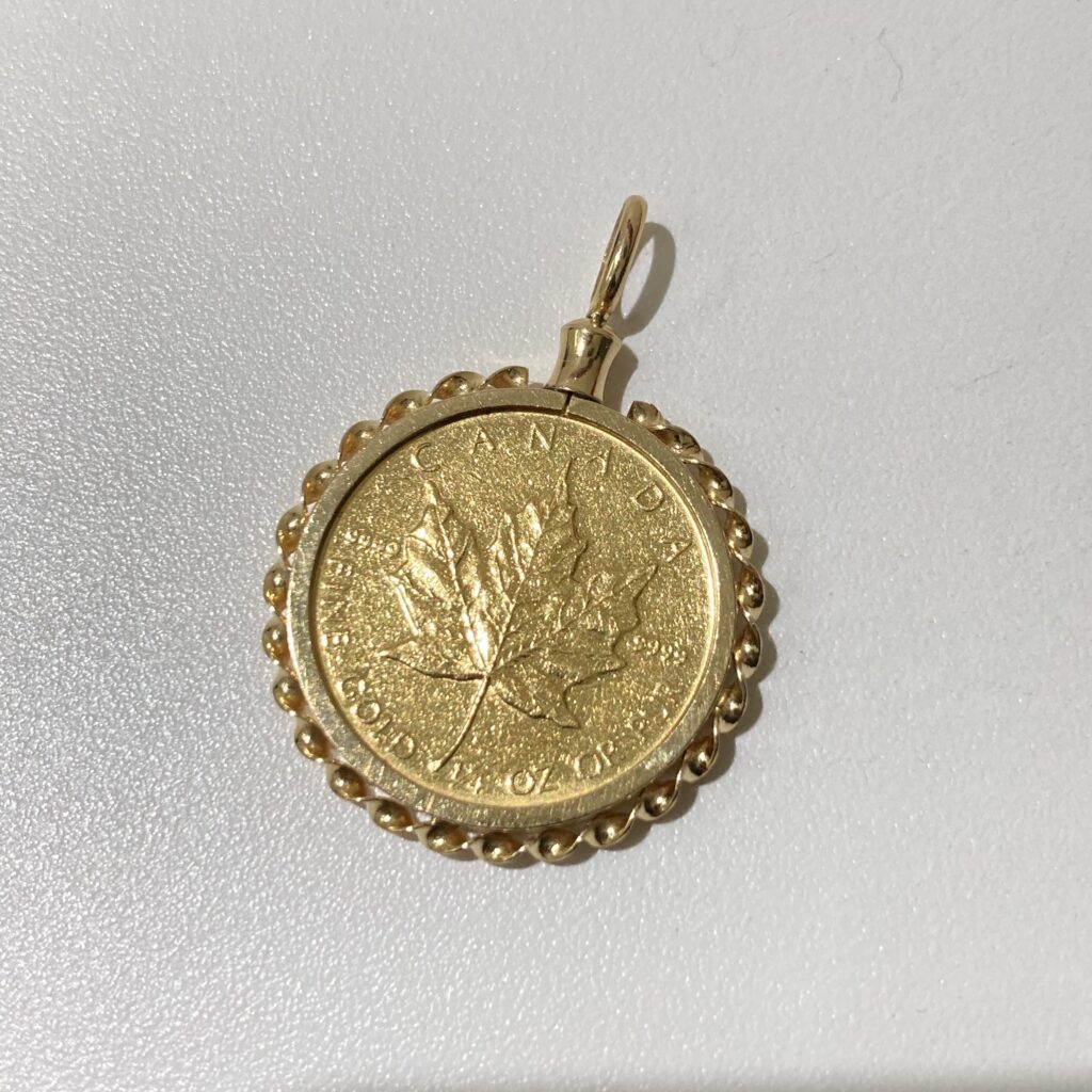 K18枠  K24  メイプルリーフ金貨  1/4オンス  ペンダント