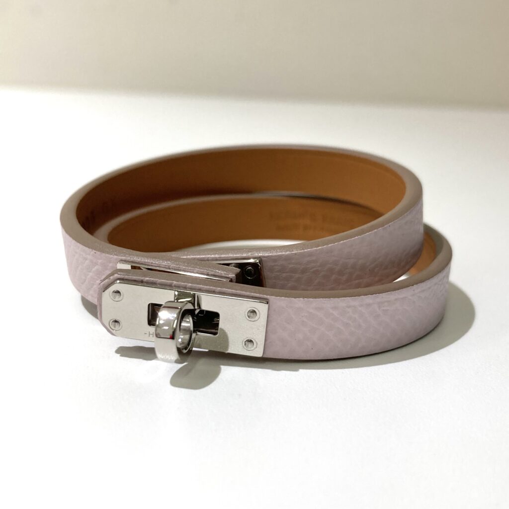 エルメス  ミニケリー  ドゥブルトゥール  ブレスレット  ピンク×シルバー  K刻  箱付き