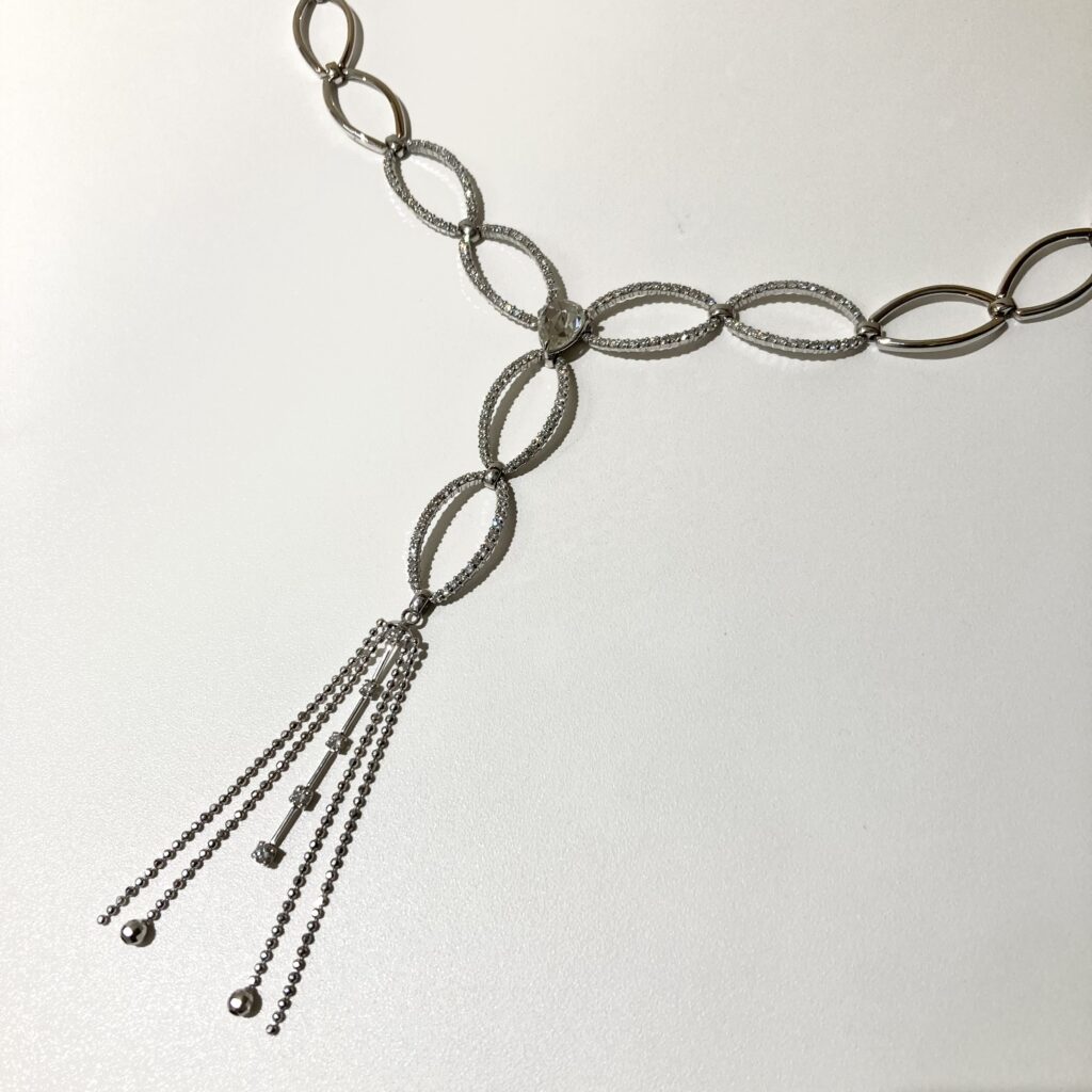 K18WG  ダイヤ1.16  メレダイヤ1.50  ネックレス