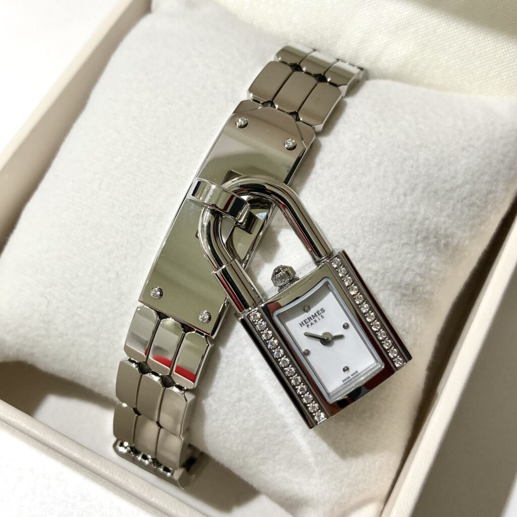 エルメス  ケリーウォッチ  ダイヤベゼル  SS/QZ  KE4.130  クロシェット、箱、保証書付き