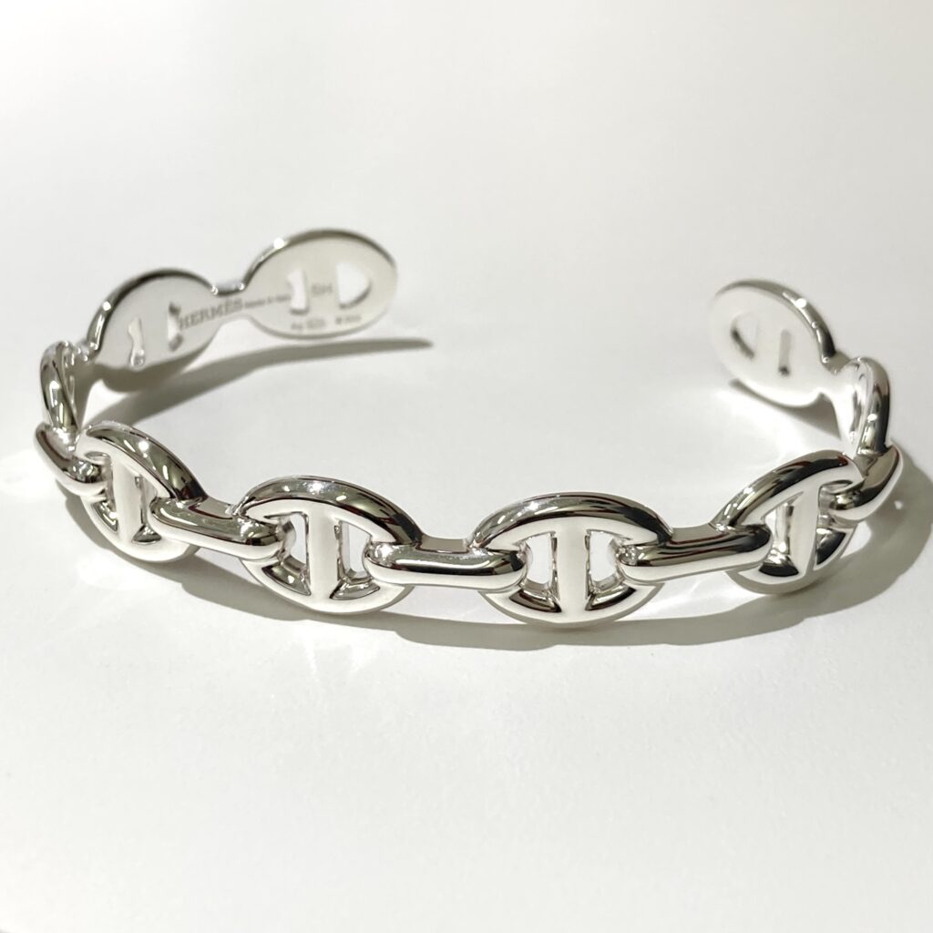 エルメス  SV925  シェーヌダンクル  アンシェネ  バングル  #SH  箱、保証書付き