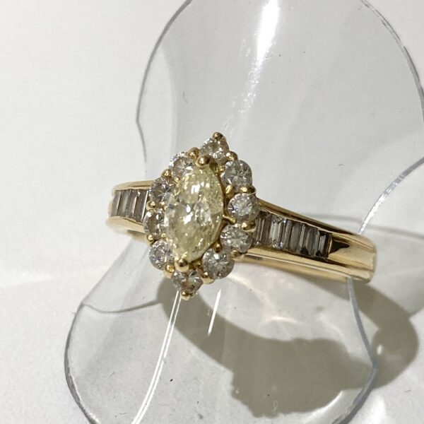 K18  マーキスダイヤ0.481  ダイヤ0.69  リング