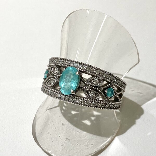 K18WG  パライバトルマリン0.71/0.08  ダイヤ0.30  リング