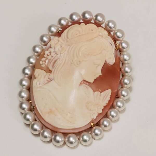 K18 パール シェルカメオ ペンダント