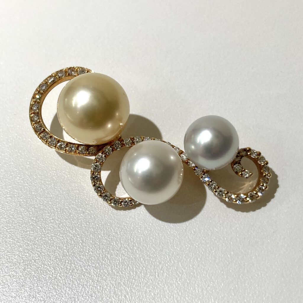 K18  パール  ダイヤ0.83  ブローチ